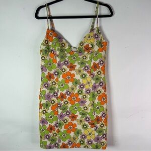 Zara Retro Floral Print Mini Dress